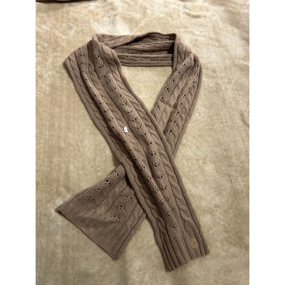 CHAPS Cable Knit Scarf Beige Acrylic Lambswool Blend 7x65 Winter